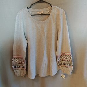 Style & Co. Gray Puffy Sleeved Sweater Size Large